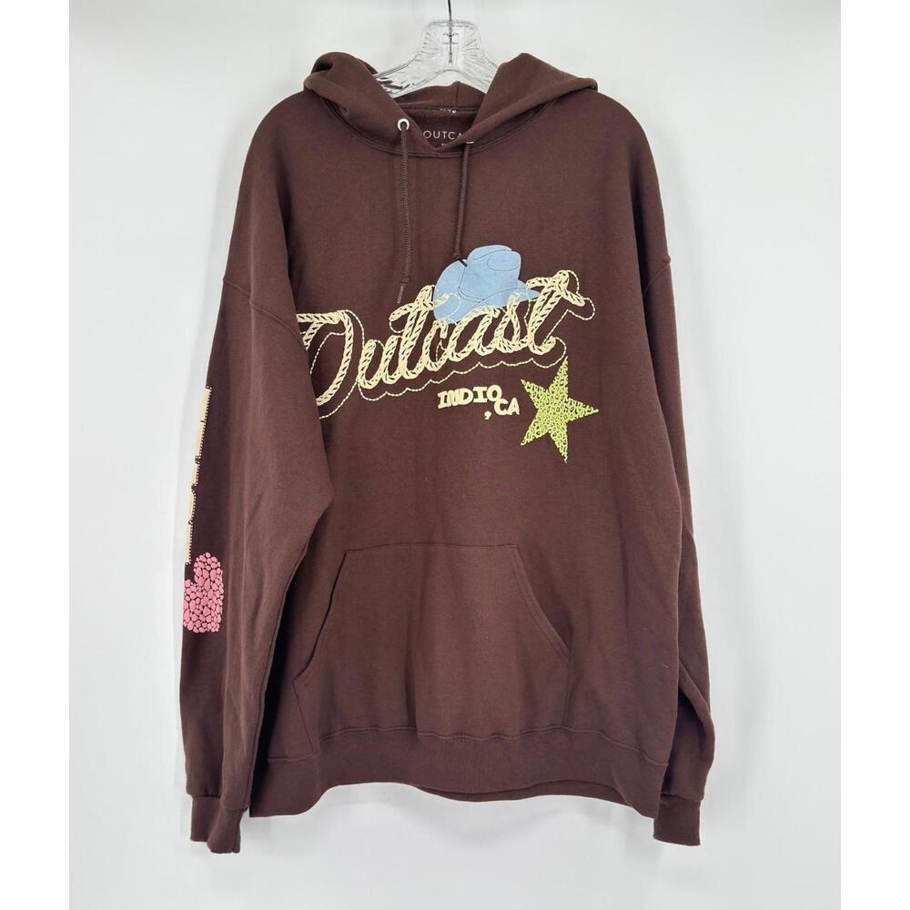 Outcast Stagecoach Rodeo Nights Zenyara Womens Brown Graphic Hoodie Sz XL